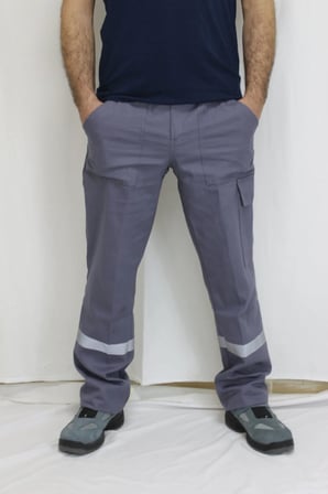 Yazlık Iş Pantolonu Gri Renk 16/12 Gabardin Reflektifli Pantolon