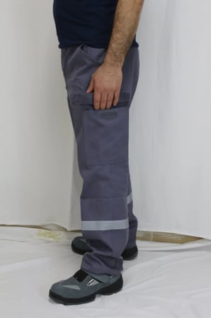 Yazlık Iş Pantolonu Gri Renk 16/12 Gabardin Reflektifli Pantolon