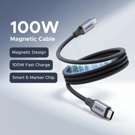 UGREEN 55517 L520 100W PD USB-C to USB-C Süper Hızlı Şarj Kablosu 480Mbps Veri Senkronizasyon 1metre