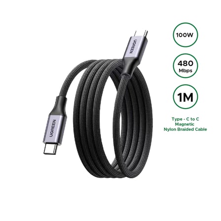 UGREEN 55517 L520 100W PD USB-C to USB-C Süper Hızlı Şarj Kablosu 480Mbps Veri Senkronizasyon 1metre