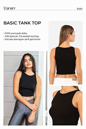 Türen Kadın Fitilli Crop Top 3404/Siyah