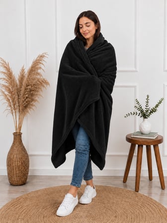 Mulberry Tek Kişilik Polar Battaniye Siyah 100 x 170 cm