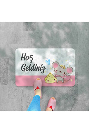 hoş geldiniz yazılır Dekoratif Dış Kapı Önü ve Iç Mekan Paspası yıkanabilir