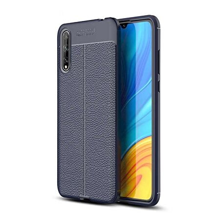 Smcase Huawei P Smart S Kılıf Deri Dokulu Silikon  Nano Ekran Koruyucu