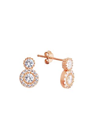 Beyaz Taşlı 925 Ayar Gümüş Rose Küpe - K071401