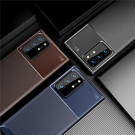 Smcase Samsung Galaxy Note 20 Ultra Kılıf Negro Karbon Dokulu Silikon  Tam Kapatan Nano Ekran Koruyucu