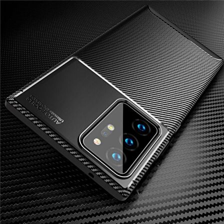 Smcase Samsung Galaxy Note 20 Ultra Kılıf Negro Karbon Dokulu Silikon  Tam Kapatan Nano Ekran Koruyucu