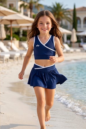 Kız Çocuk Sportif Lacivert Renk Crop - Şort Etek Alt Üst - Takım