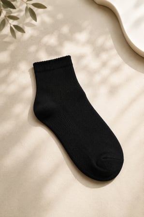 6 Çift Siyah Yarım Konç Unisex Çorap | Pamuklu, Nefes Alan, Terletmeyen