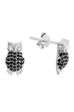 Baykuş Motifli 925 Ayar Gümüş Küpe - K073801