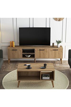 Set 1587-2076 Exxen 180 Cm Tv Ünitesi + Exxen Orta Sehpa - Sepet Rengi