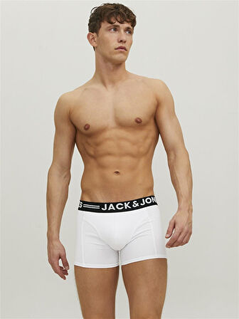 Jack & Jones Sense 3 Lü Paket Erkek Boxer 12081832 Beyaz