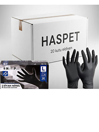 Siyah Nitril Pudrasız Ekstra Kalın Eldiven -- L Beden --50'li Paket x 20 Adet (Koli)