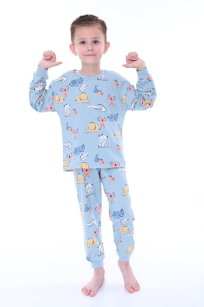 Sevimli Hayvanlar (Koala-Fil-Timsah) Unisex Yavruağzı Pijama Takımı