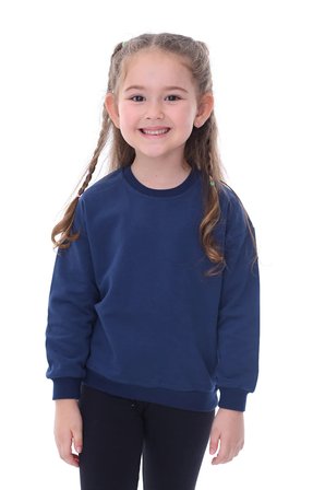 Unisex Çocuk Basic Düz Fırçalı %100 Pamuk Sweatshirt