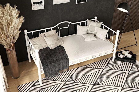 Reyo Kamelya Sedir Metal Karyola Beyaz 100X200