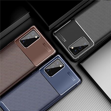 Smcase Samsung Galaxy Note 20 Kılıf Negro Karbon Silikon  Tam Kapatan Nano Ekran Koruyucu
