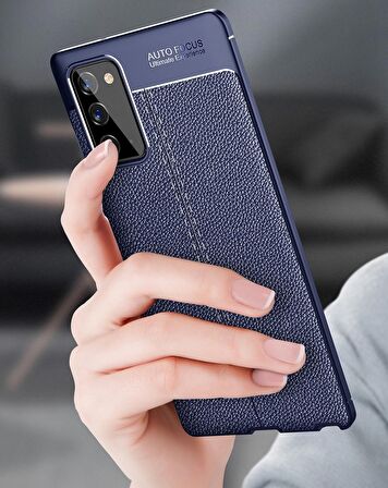 Smcase Samsung Galaxy Note 20 Kılıf Deri Dokulu Silikon  Tam Kapatan Nano Ekran Koruyucu