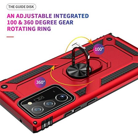 Smcase Samsung Galaxy Note 20 Kılıf Vega Yüzüklü Tank Kapak