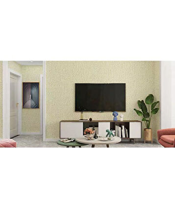 50x280 Cm (1,4m2) Keten Sarısı Kendinden Yapışkanlı Duvar Kağıdı   Dokulu Esnek Silinebilir