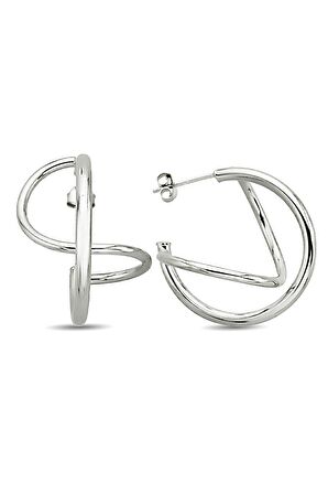 925 Ayar Gümüş Tasarım Halka Küpe - K092701