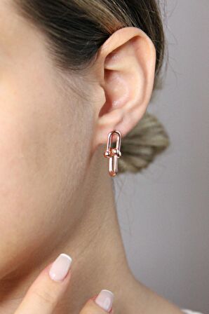 925 Ayar Gümüş Rose Link Küpe - K095001