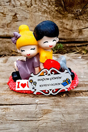 Doğumgünü Sevgiliye Hediye El Boyaması Taş Biblo Sevgili Biblosu Kız Erkek Aşk 6lovebib9d.g.