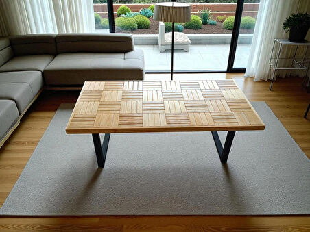  Orta sehpa ahşap doğal vernikli çay kahve sehpası klasik 120 X 60 cm