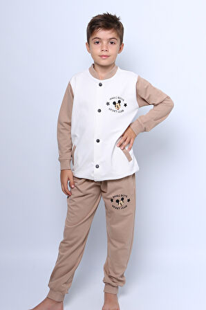 ERKEK ÇOCUK KOLEJ CEKETLİ EŞOFMAN TAKIMI ÇITÇITLI BASKILI CEPLİ C51