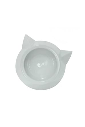 Plastik Tekli Kedi Mama ve Su Kabı - Beyaz