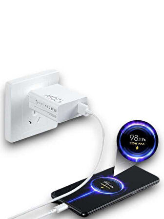 Kesintisiz Şarj İçin 120W Turbo Hızlı Şarj Aleti ve Kablosu