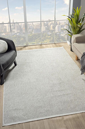 Beyaz  Gri Yumuşak Dokulu Halı Kilim Salon Mutfak Koridor Yolluk Dokuma Makine Halısı 024