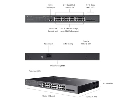TP-Link Omada TL-SG3428XMP 24 Port Gigabit PoE+ 4x10G SFP+ L2+ Yönetilebilir Switch