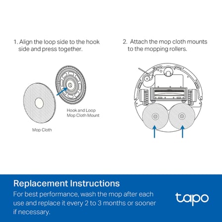 TP-Link Tapo RVA310 Yıkanabilir Robot Süpürge Mop Bezi 6'lı – RV50 Pro Omni / RV50 Omni Uyumlu