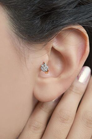 Kar Tanesi Halka Tragus Piercing Helix Kıkırdak Küpesi