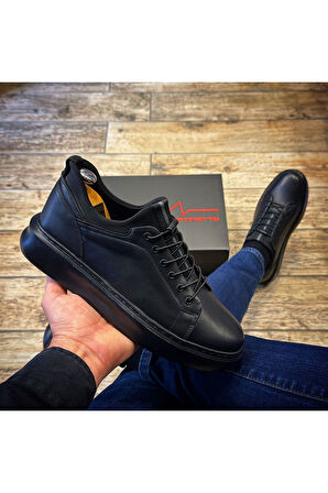 SİYAH ERKEK %100 HAKİKİ DERİ BAĞCIKSIZ STREÇ RAHAT GÜNLÜK AYAKKABI  1210241051
