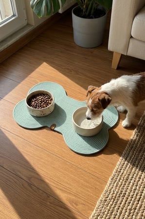 Reyo Pet El Yapımı Kemik Kedi ve Köpek Mama Matı, Kedi Tırmalama Matı %100 Pamuk İpli - Çağla Yeşil