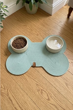 Reyo Pet El Yapımı Kemik Kedi ve Köpek Mama Matı, Kedi Tırmalama Matı %100 Pamuk İpli - Çağla Yeşil