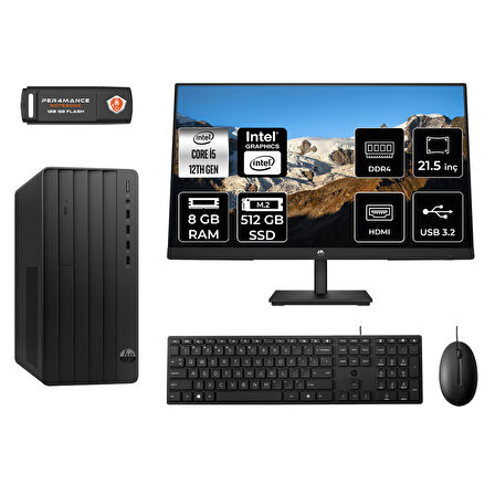 HP PRO TOWER 290 G9 MA5EAD002 i5 12500 8GB RAM 512GB SSD 21.5" FDOS MASAÜSTÜ PC