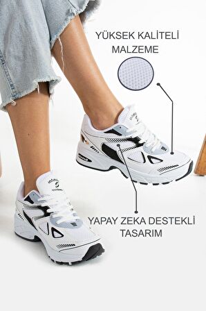 Beyaz-Siyah Günlük Sneaker Spor Ayakkabı