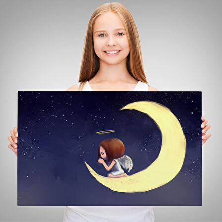 Harita Sepeti Ay'da Diz Çöküp Dua Eden Melek Kızın Tablosu-1210