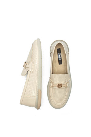 Kadın İğne Baskılı Günlük Loafer Makosen Casual Rugan Ayakkabı