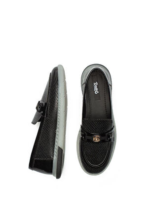 Kadın İğne Baskılı Günlük Loafer Makosen Casual Rugan Ayakkabı 12110