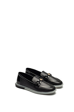 Kadın İğne Baskılı Günlük Loafer Makosen Casual Rugan Ayakkabı 12110