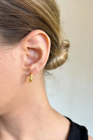 18K Altın Kaplamalı 925 Ayar Gümüş Burgu Küpe - 12111401