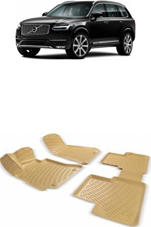 Rizline Volvo XC90 2016 Sonrası BEJ RENK 3D Havuzlu Paspas