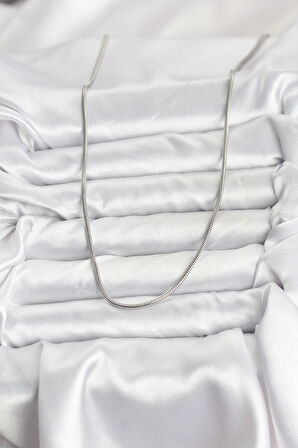 316L Çelik Zincir Gümüş Renk 60 cm Yılan Zincir Kadın Kolye