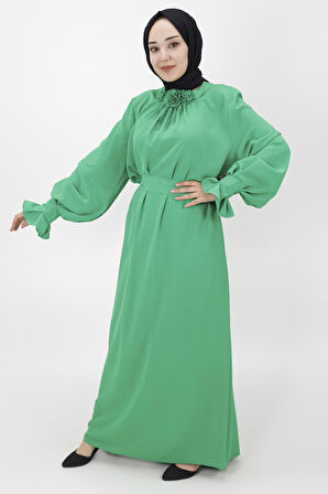 Çiçek Detaylı Salaş Elbise