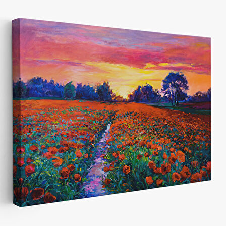 Harita Sepeti Haşhaş Tarlasının Yağlı Boya Tablosu-1211