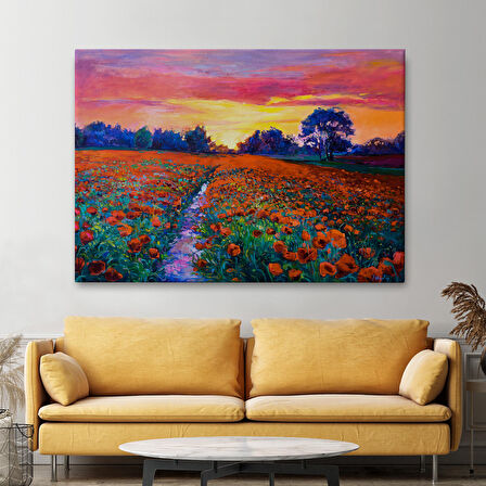 Harita Sepeti Haşhaş Tarlasının Yağlı Boya Tablosu-1211